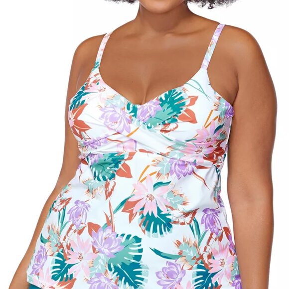 NWoT Raisins Curve Womens Aries Printed Tankini Top Multicolor Sz 14W $50 LLL188 - Picture 1 of 2